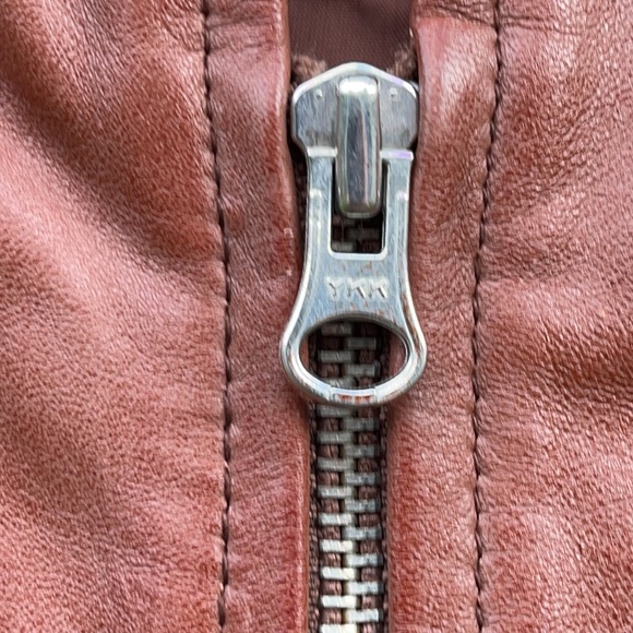 🌺 REAL LEATHER; Brand New with Tags! British Tan Leather Jacket Misses Sz. XS!! - Picture 8 of 13